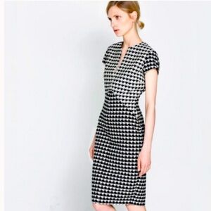 Zara houndstooth midi sheath dress